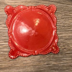 Vintage California Pantry Classic Ceramics Embossed Red 6" Square Plate …